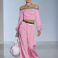 Sporty Style Boat Neck Long Sleeved Top And Wide Leg Pants Set