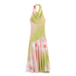 Fashion Flower Print Hanging Collar Dress