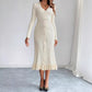 Women's Waist-Cinching Vintage Button Knit Dress
