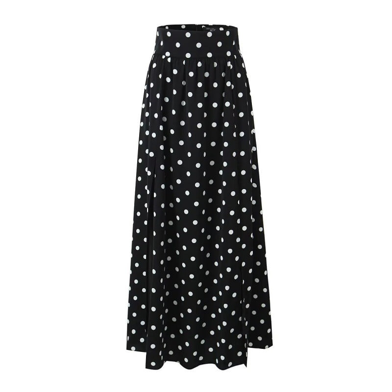 Seaside Vacation Polka Dot Split Top Mid-length Dress Set