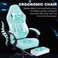 Ergonomic Video Gamer Chairs,Computer Gaming Chairs With Massage Lumbar Support And Footrest,Racing Style Computer Chair Adjustable Headrest For Adults,GREEN