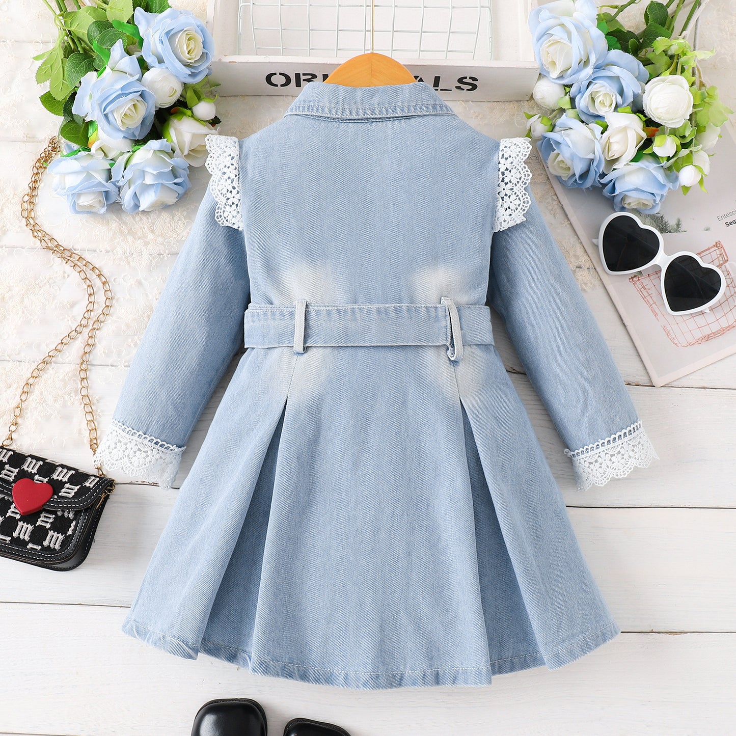 Lace Trim Dress Belt Set For Children