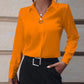 Commuter Women's Shirt Versatile Simple Solid Color Long Sleeve Mid-length Plus Size