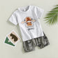 Boys' Printed Letters Round Neck Short Sleeve Shorts Suit