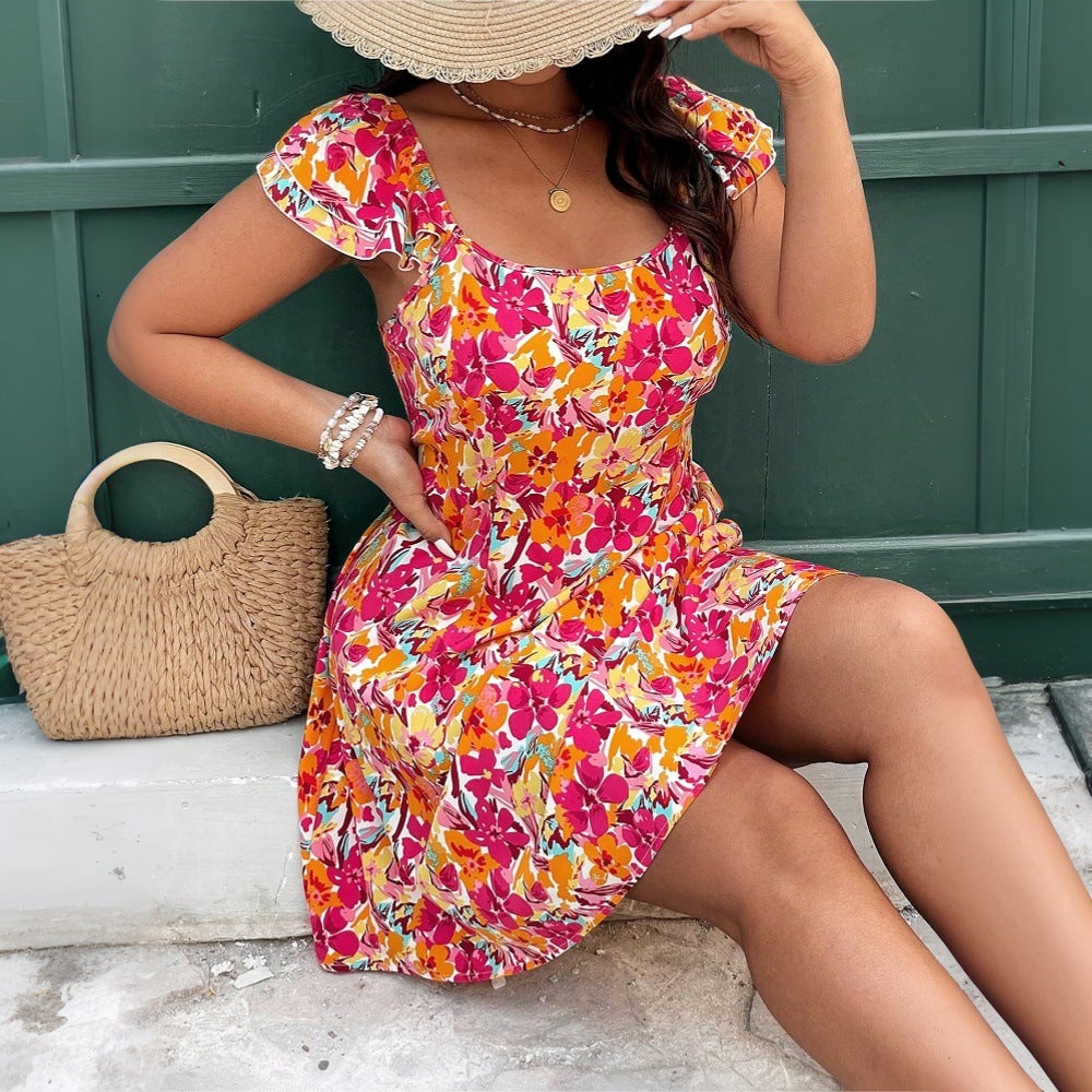 Plus-size Women's European And American Style Floral A-line Skirt