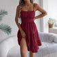 Sleeveless Sling Square Collar Smocking Layered Pleated Dress
