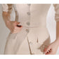 Suit Collar Three-quarter Sleeve Small High Waist Irregular Skirt Two Piece Set