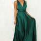 Deep V-neck Sleeveless Lace-up Backless High Waist Large Swing Satin Dress