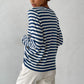 Pull rayé à manches longues en tricot, pull polyvalent, vêtements pour femmes