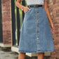 All-matching Slimming Washed Denim Breasted Skirt Women