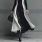 Color-Block Knitted Turtleneck Elegant Long-Sleeve Slim-Fit Dress