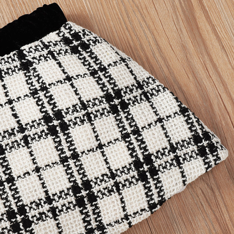 Jupe de costume bébé fille à imprimé écossais noir