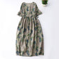 Summer Elegant Cotton And Linen Floral Belly-covering Dress