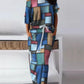 Women's Baroque Leopard Print Diagonal Collar Drawstring Skirt Suit