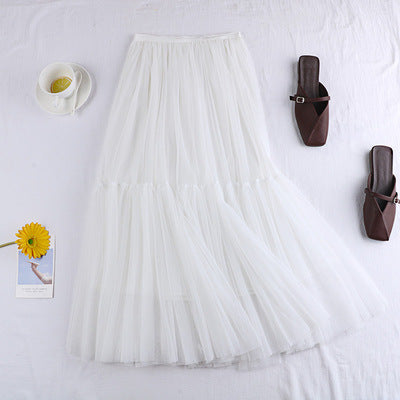 Jupe en tulle polyvalente de couleur unie, mi-longue
