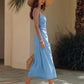 Elegant Cotton-Linen Resort-Style Dress With Wide Straps And Ruffled Hem