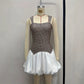 Color Block Stretchy Slim Fit Short Suspender Dress For Women