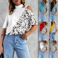 Crew Neck T-Shirt Women's Print Leopard Casual Short Sleeve Top