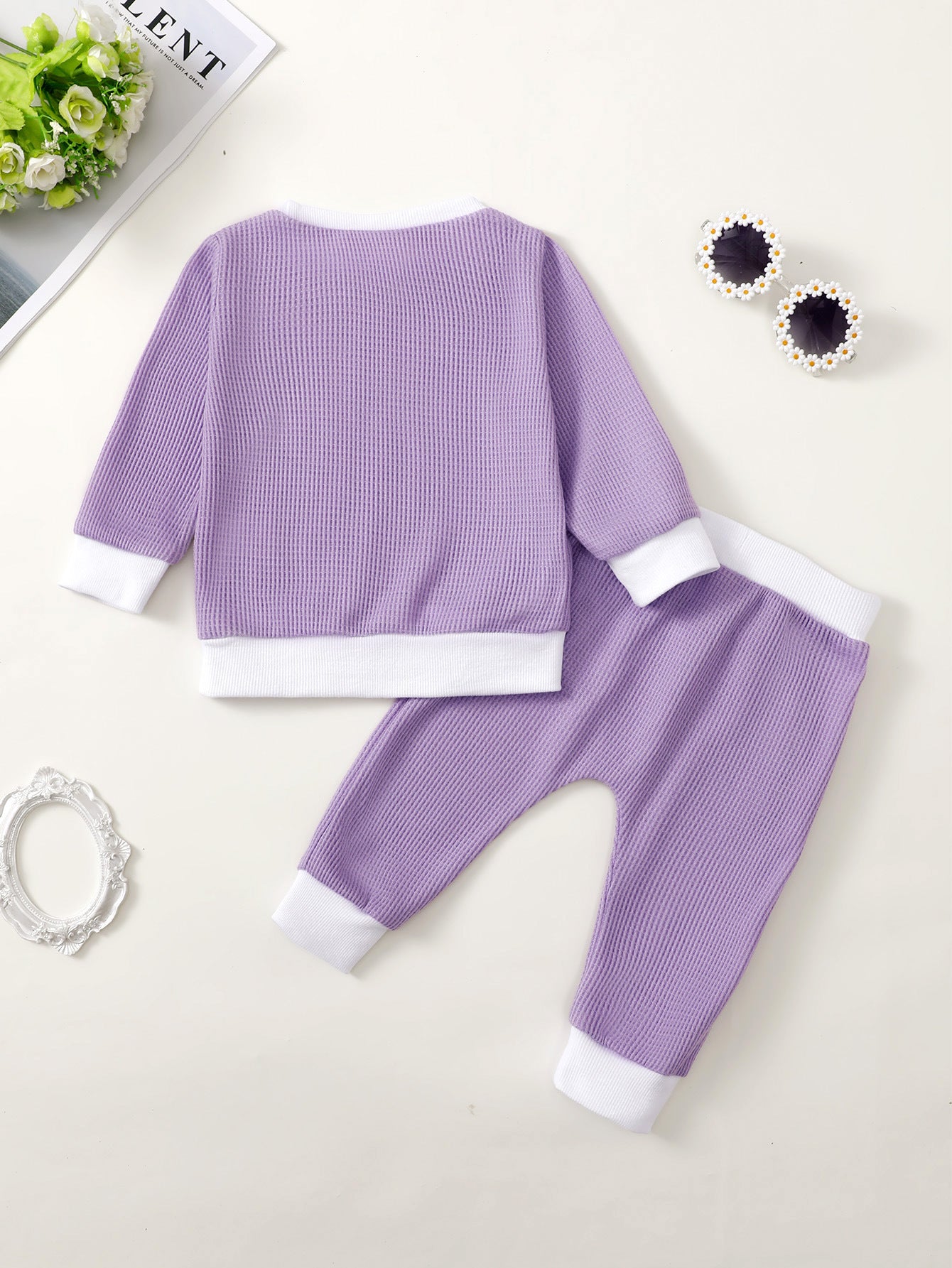 Ensemble pull gaufré imprimé pour fille
