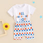 Ensemble t-shirt et short d'été à imprimé anglais pour bébé