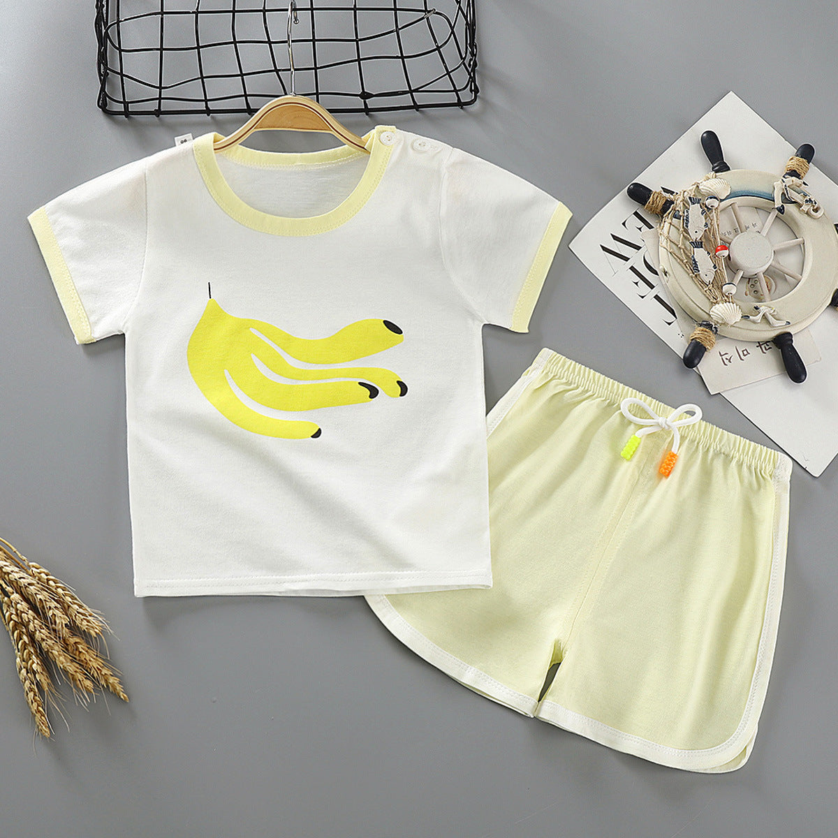 Costume à manches courtes pour enfant Costume deux pièces en coton