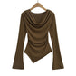 Women's American-style Off-shoulder Flared Long-sleeved Base