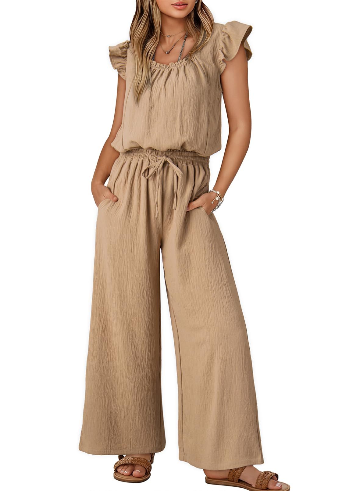 Square Collar Sleeveless Camisole Wide Leg Trousers