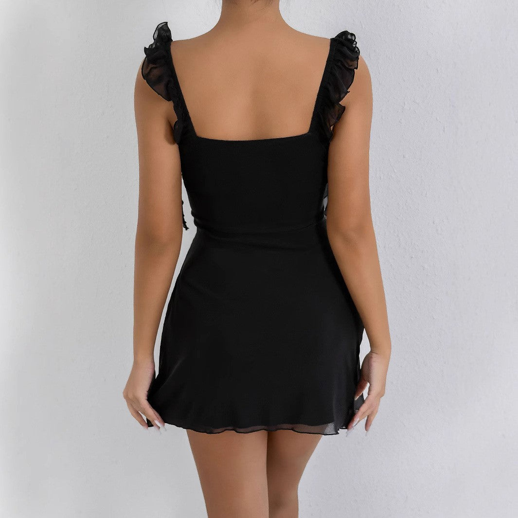 Womens V-neck Slip Dress With Lace Trim A Stylish Backless Floral Dress