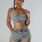 Women's Ins Pearl Drill Chain Denim Camisole Shorts