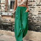 Pantalon sarouel pour femme avec poches, taille haute, décontracté, pour la plage, ample, pour l'été