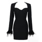 Elegant Square Neck Feather Long Sleeve