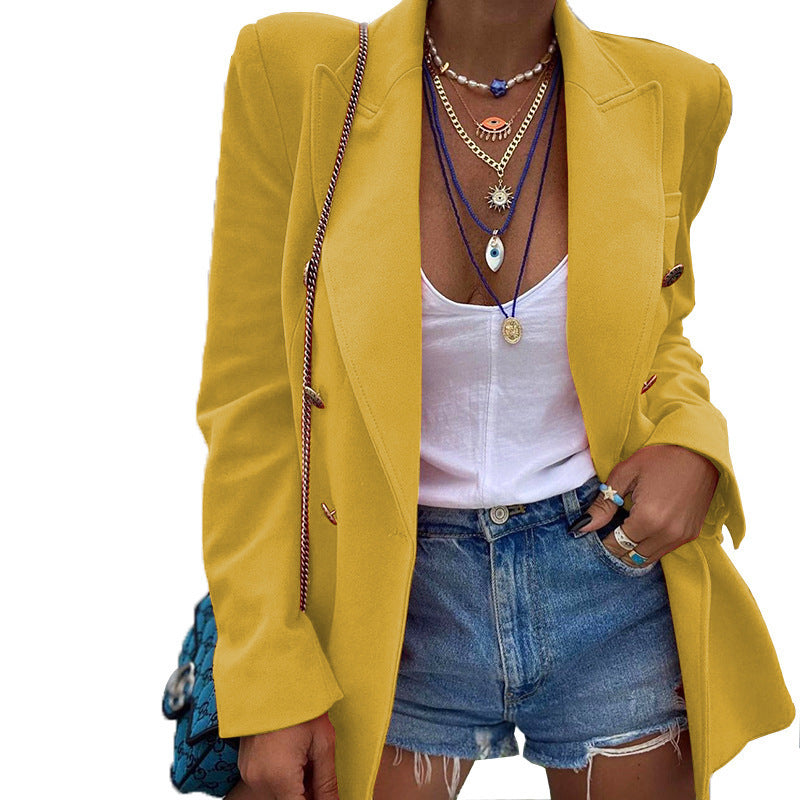 Women's Temperament Professional Casual Women's Solid Color Long Sleeve Small Suit Jacket