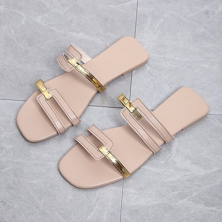 Sandales et pantoufles à semelles plates tendance et assorties pour femmes