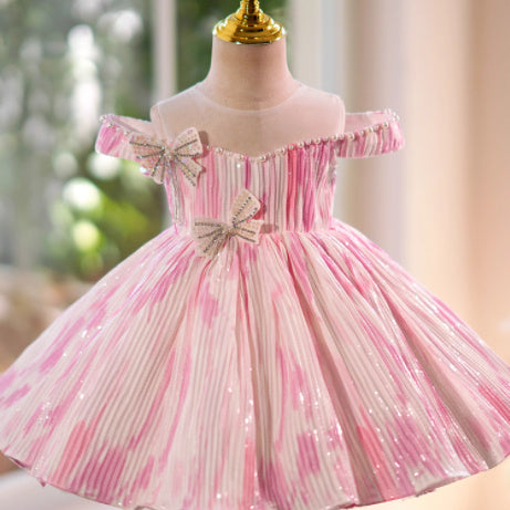 Girls' Retro Fashion Bowknot All-match Princess Dress