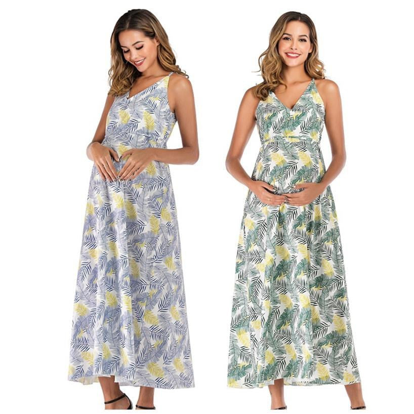 Vêtements de maternité d'été Jupe longue imprimée de maternité