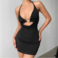 Sexy V-neck Pleated Slip Dress With A Fitted Tie-closure Design