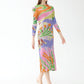 Robe imprimée décontractée à col rond et manches longues pour femme