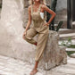 Cotton And Linen Back Strap Buckle Multi-pocket Workwear Jumpsuit