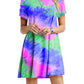 Slim-fit Dazzling Rainbow Tie-dye Printed Dress