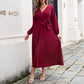 Robe trapèze à col en V croisé pour femme