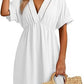 Chemisier de maillot de bain pour femme, robe à manches courtes et col en V ajouré