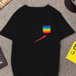 T-shirt à manches courtes et col ras du cou avec imprimé graphique européen et américain