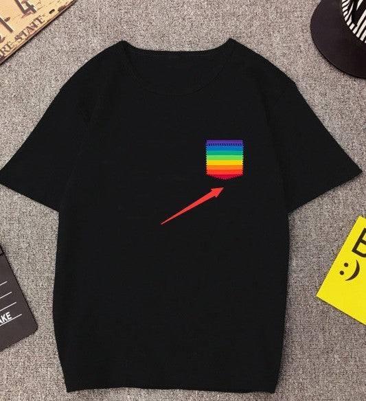 T-shirt à manches courtes et col ras du cou avec imprimé graphique européen et américain