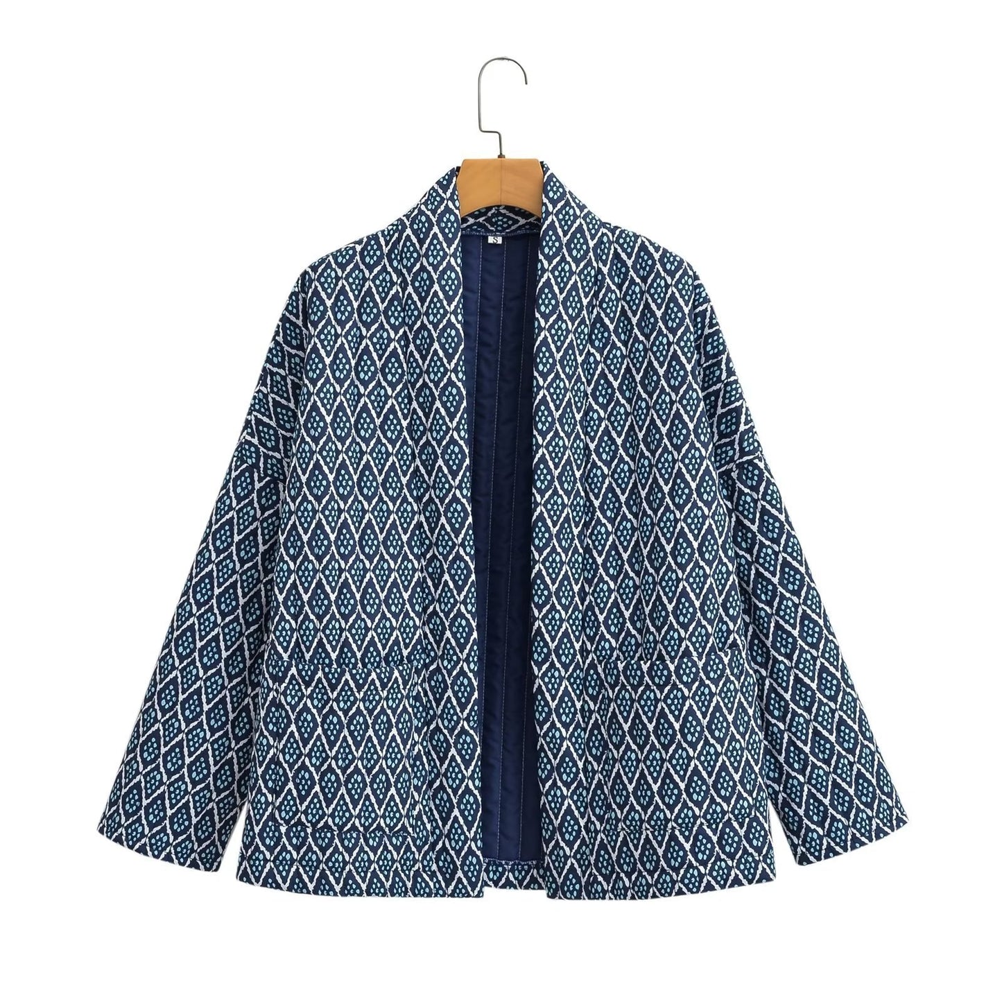 Multicolor Ethnic Print Cotton-padded Coat
