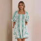 Elegant, Versatile Linen Dress With A Floral Print And Lace Trim