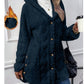 Cardigan à capuche boutonné, veste longue d'hiver, manteau à manches longues de couleur unie