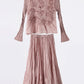 Solid Color Embroidered Long-sleeved Top Handmade Pleated Two-piece Overskirt Suit