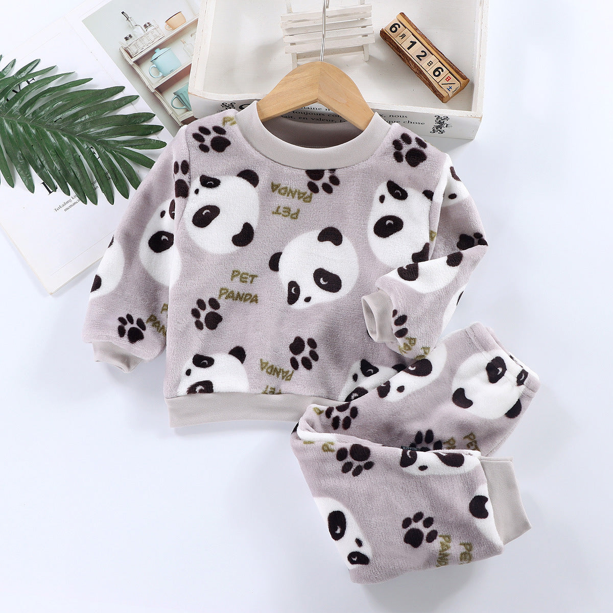 Cotton Padded Thickened Home Wear Autumn Clothes Long Pants Boys And Girls Underwear Suit