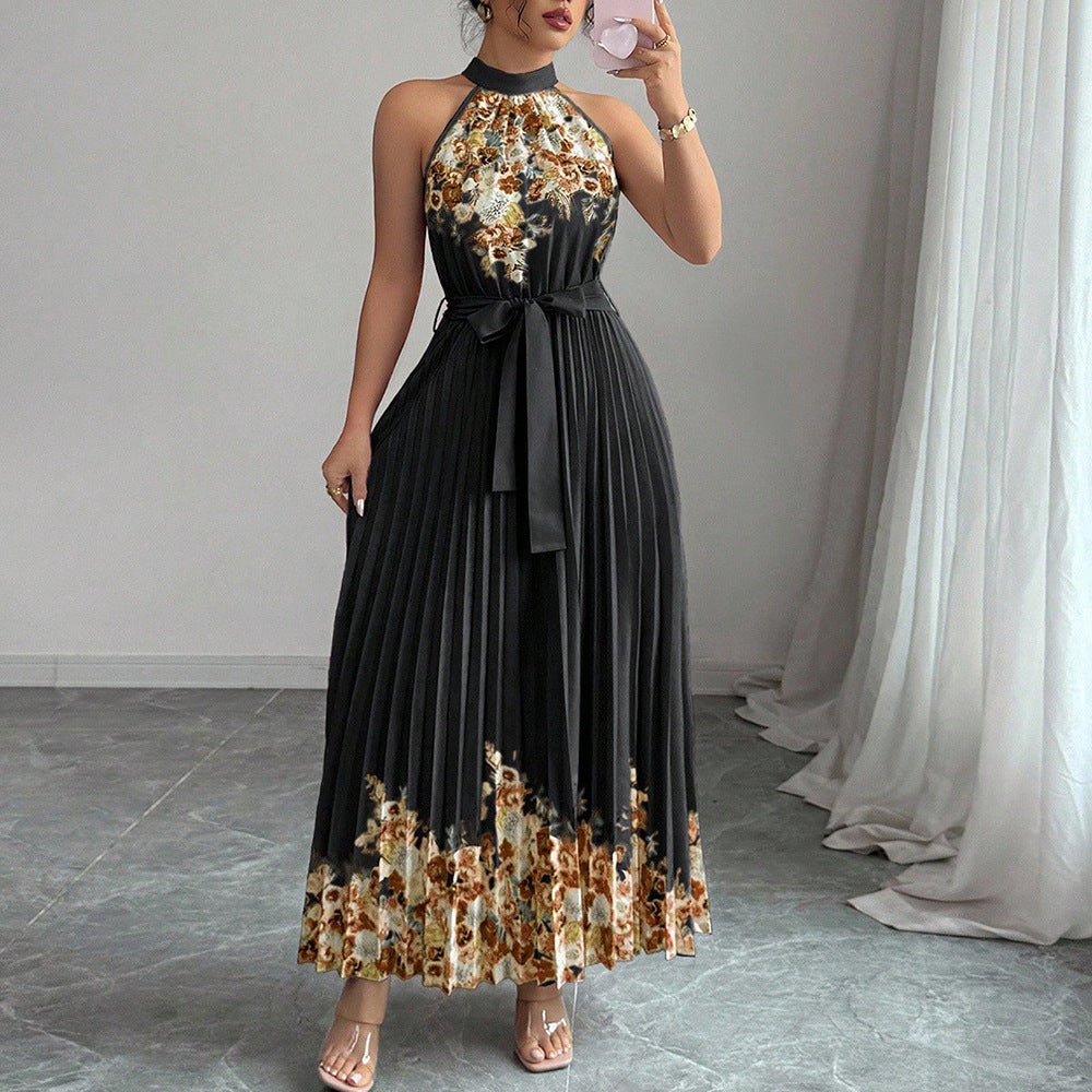 Women's Fashionable Printed Pleated Dress