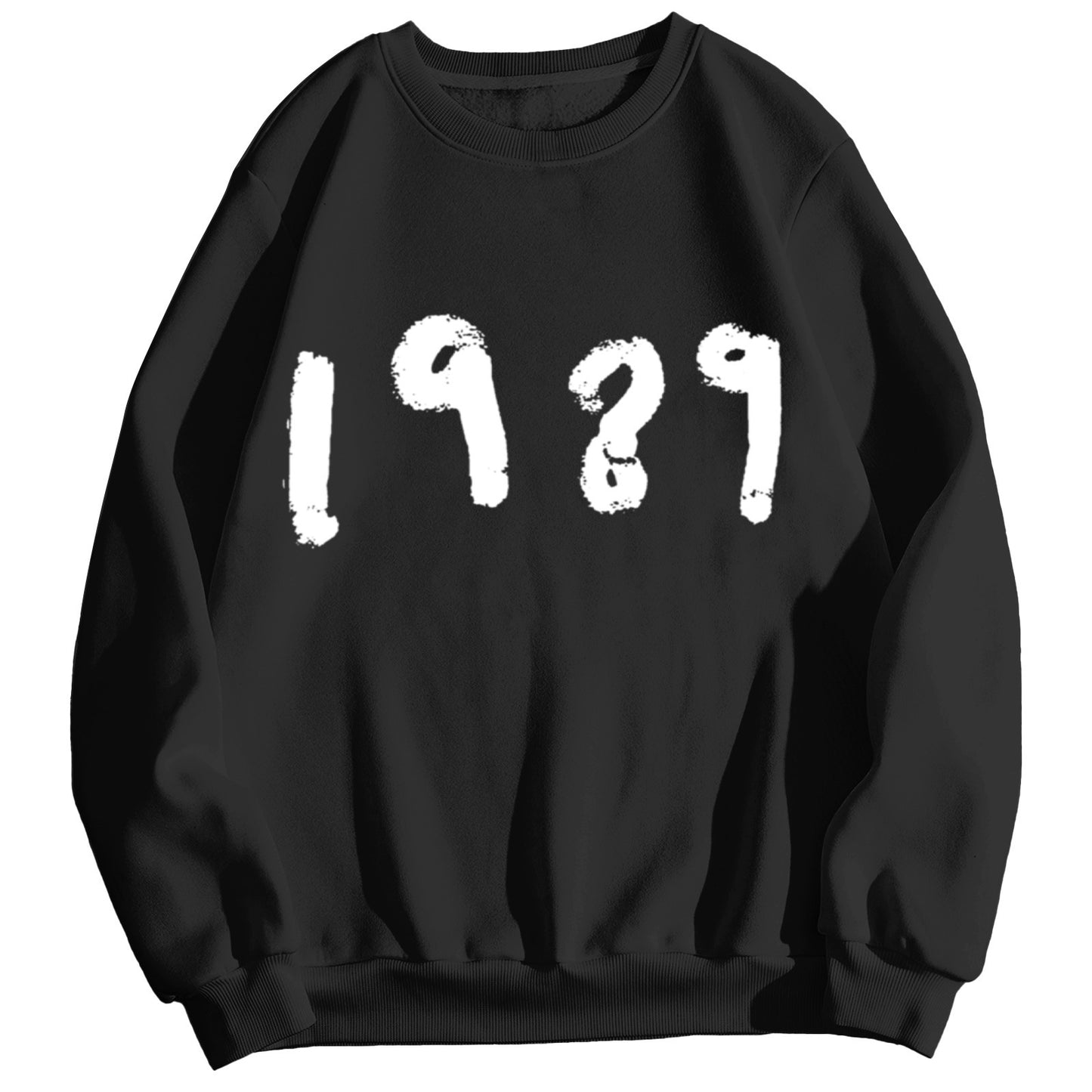 Pull décontracté à manches longues et col rond, style 1989